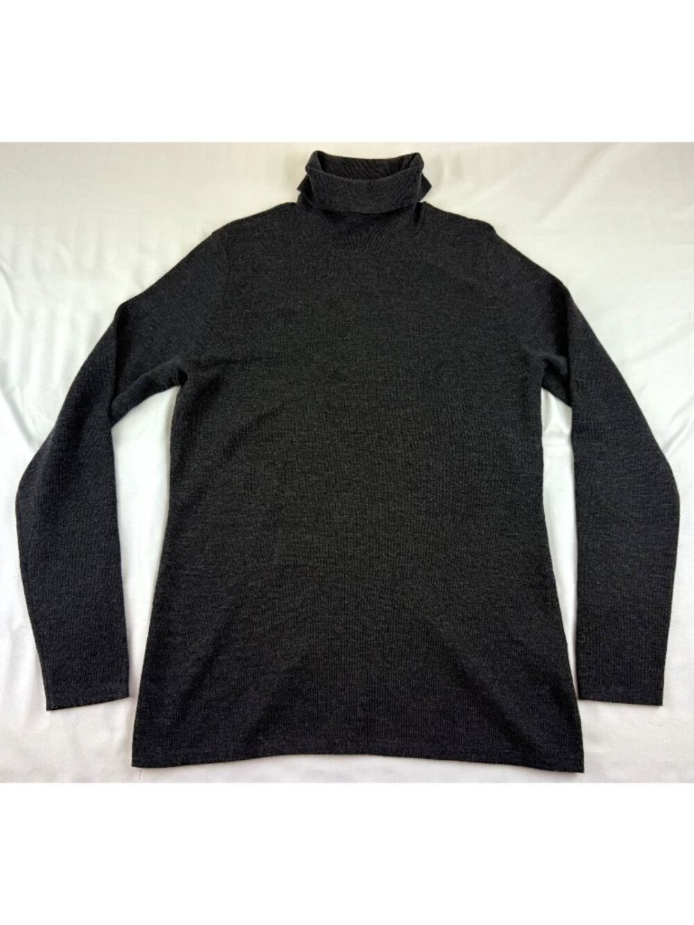 Eileen Fisher Sweater Size PM Turtleneck Charcoal Grey 100% Merino Wool